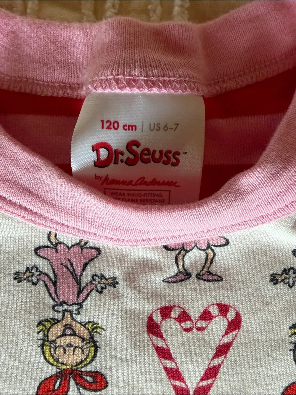 Hanna Andersson Pink and Red Cindy Lou Who Dr. Seuss Pajama Top